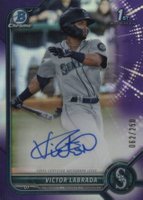 2022 Bowman Chrome Prospect Autographs #CPAVL Victor Labrada Purple Refractor Baseball Card