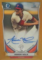 2014 Bowman Chrome Draft Pick Autograph #AN Aaron Nola Gold Refractor Baseball Card