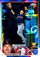 2023 Topps Chrome #107 Steven Kwan Prism Refractor Baseball Card