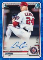 2020 Bowman Draft Chrome Draft Picks Autographs #CDACCA Cade Cavalli Blue Refractor Baseball Card