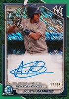 2024 Bowman Chrome Prospect Autographs #CPAAR Agustin Ramirez Green Shimmer Refractor Baseball Card