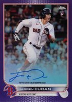 2022 Topps Chrome Rookie Autographs #RAJD Jarren Duran Purple Refractor Baseball Card