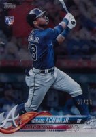 2018 Topps Update #US250 Ronald Acuna Jr. At-Bat in Blue Jersey-Clear Baseball Card