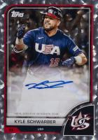 2023 Topps World Baseball Classic Autograph Variations #AVKS Kyle Schwarber Cracked Ice Foil Baseball Card