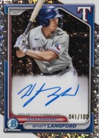 2024 Bowman Chrome Prospect Autographs #CPAWLA Wyatt Langford Mini Diamond Refractor Baseball Card