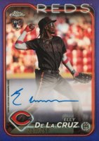2024 Topps Chrome Rookie Autographs #RAEDLC Elly de La Cruz Purple Refractor Baseball Card