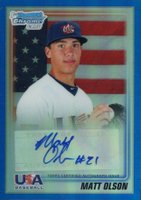 2010 Bowman Chrome USA 18 & Under Autograph #USAA14 Matt Olson Blue Refractor Baseball Card