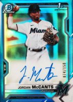 2021 Bowman Draft Chrome Draft Pick Autographs #CDAJMC Jordan McCants Blue Refractor Baseball Card