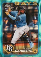 2024 Topps Chrome #213 Junior Caminero Aqua Lava Refractor Baseball Card