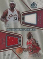 2007 SP Game Used Authentic Fabrics Dual #JJ LeBron James/Michael Jordan Basketball Card