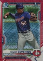 2021 Bowman Mega Box Chrome #BCP140 Yunior Severino Red Refractor Baseball Card