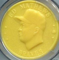 1960 Armour Coins # Eddie Mathews Baseball Card
