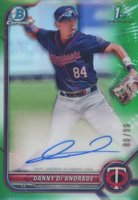 2022 Bowman Chrome Prospect Autographs #CPADDE Danny de Andrade Green Refractor Baseball Card