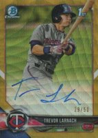 2018 Bowman Draft Chrome Draft Picks Autographs #CDATL Trevor Larnach Gold Wave Refractor Baseball Card