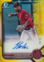 2022 Bowman Chrome Prospect Autographs #CPAJLR Jordan Lawlar Yellow Refractor Baseball Card
