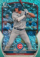 2023 Bowman Chrome Prospects #BCP74 Matt Mervis Aqua Shimmer Refractor Baseball Card