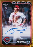 2024 Topps Chrome Logofractor Edition MLB Refractor Chrome Autographs #RCANM Noelvi Marte Gold Refractor Baseball Card