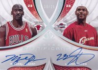 2005 SP Game Used Extra Significance #JJ LeBron James/Michael Jordan Basketball Card