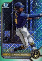 2022 Bowman Mega Box Chrome #79 Jackson Chourio Aqua Refractor Baseball Card