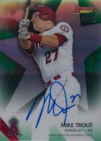2015 Bowman's Best Best of 2015 Autographs #MT Mike Trout Green Refractor Baseball Card
