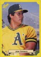 1987 Classic Travel Update Yellow #125 Jose Canseco Green Back Baseball Card