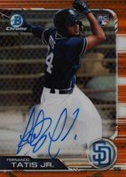 2019 Bowman Chrome Rookie Autographs #CRAFTJ Fernando Tatis Jr. Orange Refractor Baseball Card