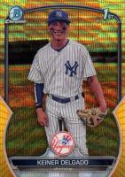 2023 Bowman Chrome Prospects #BCP191 Keiner Delgado Yellow/Orange Vapor Baseball Card