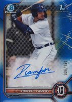 2022 Bowman Chrome Prospect Autographs #CPARCS Roberto Campos Blue Refractor Baseball Card