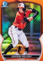 2023 Bowman Chrome Prospects #BCP20 Jackson Holliday Orange Refractor Baseball Card