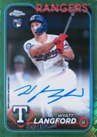 2024 Topps Chrome Logofractor Edition MLB Refractor Chrome Autographs #RCAWL Wyatt Langford Green Refractor Baseball Card