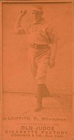 1887 Old Judge #201-5a Clark Griffith Pitch-R/hand head high-Milwaukees Baseball Card