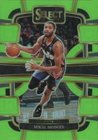 2023 Panini Select #34 Mikal Bridges Neon Green Prizm Basketball Card