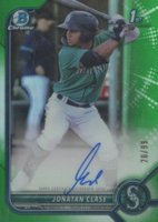 2022 Bowman Chrome Prospect Autographs #CPAJCL Jonatan Clase Green Refractor Baseball Card