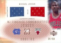 2001 Upper Deck MJ Comeback Commemorative #CCD1 Michael Jordan Double Jersey Basketball Card