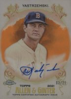 2021 Topps Allen & Ginter Chrome Autographs #CYA Carl Yastrzemski Orange Refractor Baseball Card