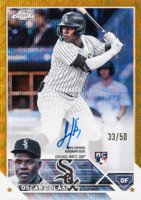 2023 Topps Chrome Rookie Autograph #RAOC Oscar Colas Gold Wave Baseball Card