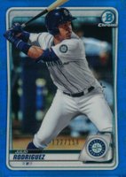 2020 Bowman Chrome Prospects #BCP19 Julio Rodriguez Blue Refractor Baseball Card