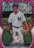 2023 Bowman Chrome Prospects #BCP191 Keiner Delgado Fuchsia Shimmer Refractor Baseball Card