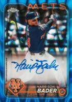 2024 Topps Chrome Update Chrome Baseball Update Series Autographs #ACHB Harrison Bader Blue Raywave Baseball Card