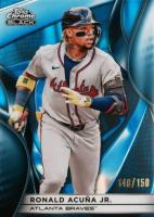 2025 Topps Chrome Black #150 Ronald Acuna Jr. Blue Refractor Baseball Card