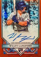 2024 Bowman Sterling Rookies Autographs #RAWL Wyatt Langford Orange Refractor Baseball Card