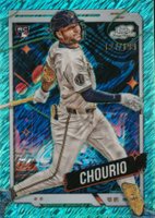 2024 Topps Chrome Cosmic #179 Jackson Chourio Aqua Equinox Refractor Baseball Card