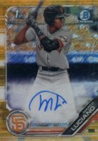 2019 Bowman Prospect Autographs Chrome #ML Marco Luciano Gold Shimmer Baseball Card