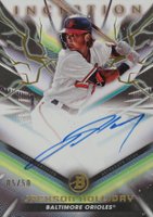 2023 Bowman Inception Autographs #BPAJH Jackson Holliday Gold Foil Electricity Baseball Card