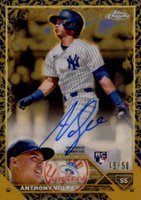 2023 Topps Gilded Collection Topps Chrome Gold Etch Autographs #CGAAV Anthony Volpe Blue Baseball Card