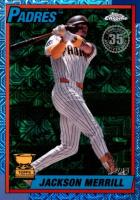 2025 Topps Silver Pack 1990 Chrome Promo #34 Jackson Merrill Green Baseball Card