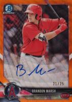 2018 Bowman Chrome Prospects Autographs #BCPABM Brandon Marsh Orange Wave Refractor Baseball Card