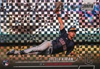 2022 Topps Stadium Club Chrome #327 Steven Kwan X-Fractor Baseball Card