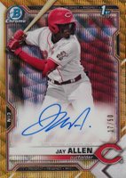 2021 Bowman Draft Chrome Draft Pick Autographs #CDAJA Jay Allen Gold Wave Refractor Baseball Card