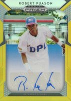 2019 Panini Prizm Draft Picks Autograph #123 Robert Puason Gold Prizm Baseball Card